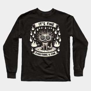 Black Cat It's Fine I'm Fine Everything Is Fine T-Shirt T-Shirt Long Sleeve T-Shirt